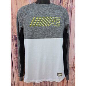 American Eagle Flex Long Sleeve Shirt Small Gray & White